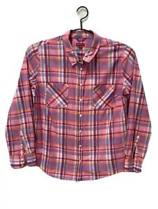 Camisa para mujer Merona 100 % algodón rosa manga larga a cuadros talla XXL/TTL - Imagen 1 de 11