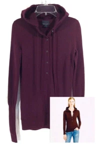 J.CREW COLLECTION Size XXS Italian cashmere getaway hoodie BURGUNDY 34051 - Picture 1 of 11
