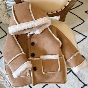 Kleinkind Baby Jungen Mädchen Retro Wildleder dicker Mantel Winter warme Jacke Lammwolle Mantel - Bild 1 von 10