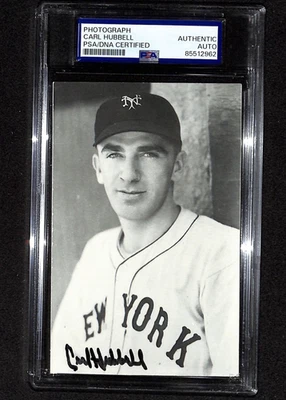 Carl Hubbell Signed Original Type 1 Photo by EF Collins PSA Auto Slab - Image 1 of 2