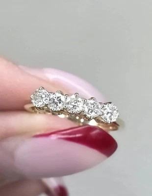 14ct Gold 5 Stone Diamond Ring 0.70ct - Image 1 of 4