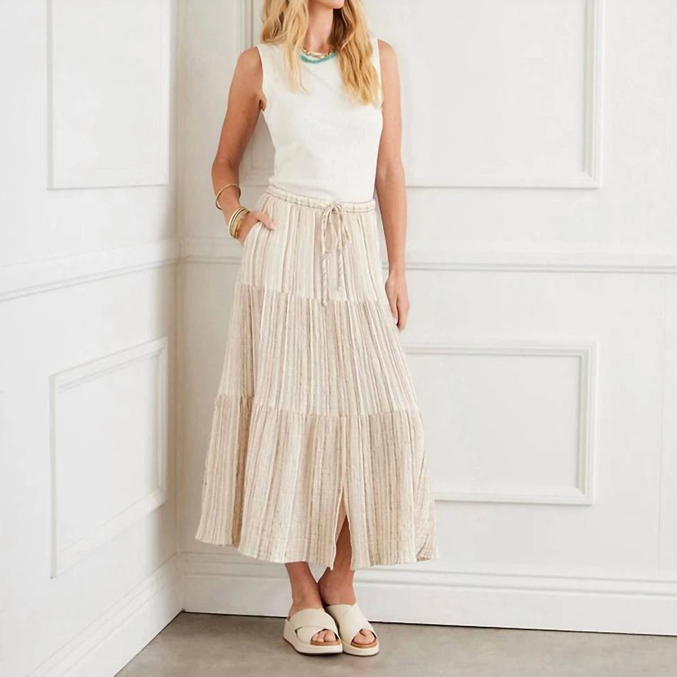 Saia midi Karen Kane metálica em camadas tamanho G - Imagem 1 de 3