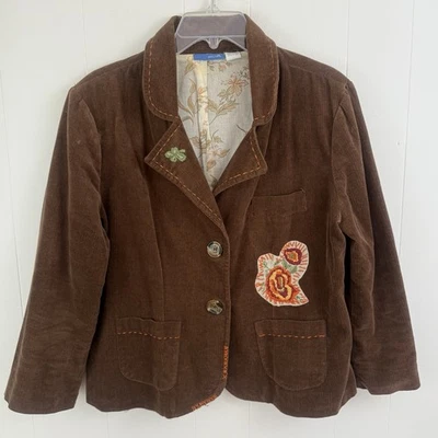 DELIAS Y2K Corduroy JACKET XL Vintage Chocolate Brown Embroidered Fairy Grunge - Image 1 of 4