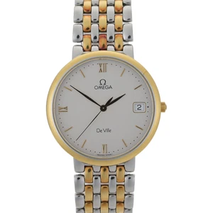 OMEGA De Ville 33mm White Dial Three Row Gold & Steel Quartz Watch - Picture 1 of 10