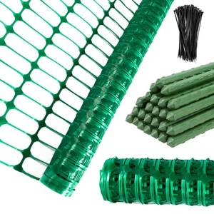 Plastic Fencing Temporary Fence,Snow Fence 4x100 with Stakes,Garden Fencing P... - Picture 1 of 6