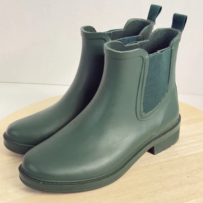 J. Botas de lluvia para mujer CREW zapatos al tobillo impermeables de goma verde talla 6 Foto 1 de 4