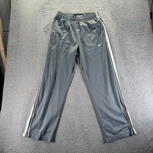 Vintage Nike Basketball Track Pants Mens Medium Gray Polyester Loose Zip Legs - Picture 1 of 10