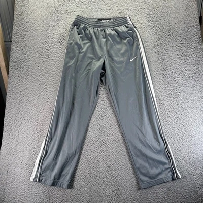 Vintage Nike Basketball Track Pants Mens Medium Gray Polyester Loose Zip Legs - Image 1 of 4