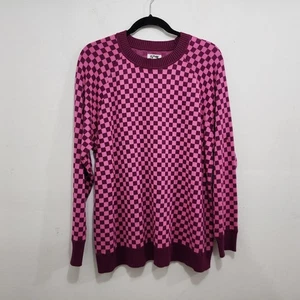 Future Collective Gabriella Karefa Johnson Check Knit Sweater Pink Crewneck XL - Picture 1 of 15