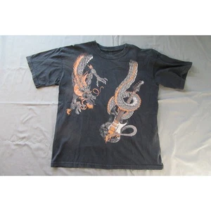 Y2K Dragon Wrapped Around Guitar Black Youth Tee Shirt Short Sleeve Size 18 - Picture 1 of 7