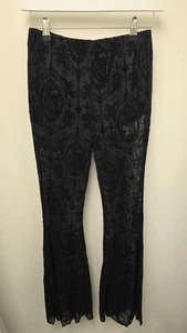 Women's High-Waist Flared Black Pants, X-Large , Netted Trouser. BipolarHobo - Picture 1 of 1