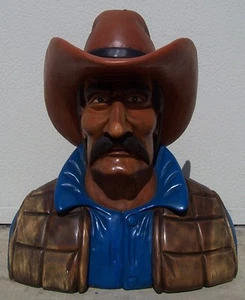 Cowboy Bust, Hand Carved Wood, 20" tall, sns113 - Picture 1 of 7