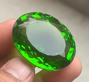 Natural 95 Ct Green Peridot Certified Translucent Oval Cut Loose Best Gemstone - Picture 1 of 10