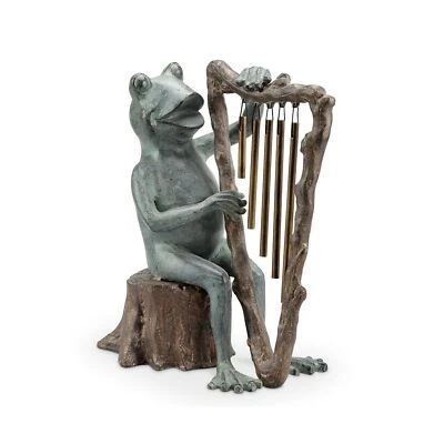 Carillón de viento y escultura de jardín con tubo de rana y arpa Foto 1 de 3