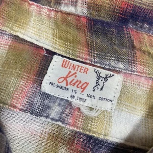 Vintage 1950s Cotton Flannel Shirt Large Winter King, Egglant Shadow - Picture 1 of 11