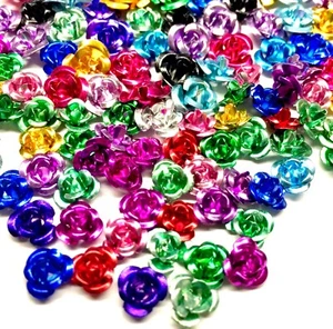 100+ pcs Multicoloured 6mm to 10mm Metallic 4D Rose Beads - Picture 1 of 3