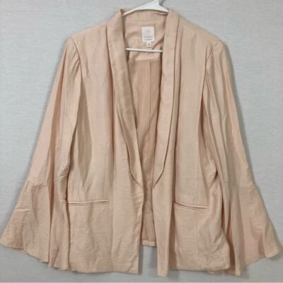 Blazer LC Lauren Conrad Melocotón Suave Ligero Manga Volantes Frente Abierto Talla 16 Foto 1 de 4