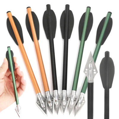 6.3" Archery Aluminium Mini Bolts Arrows Blade Broadheads Vanes Hunting Shooting - Image 1 of 4