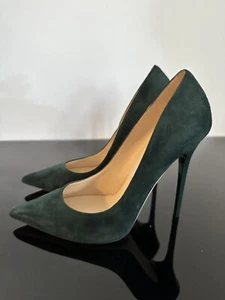 Jimmy Choo Anouk Size 38 Green Suede Pumps - Picture 1 of 4