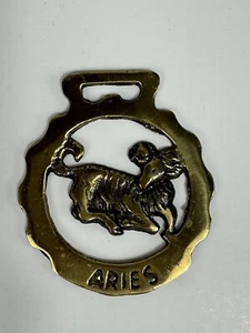 Vintage Zodiac Horse Brass Scalloped  Medallion Aries Rustic Cottagecore - Picture 1 of 6