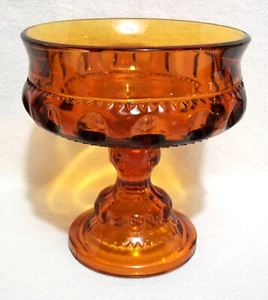 Vintage Bernstein Indiana Glas Könige Krone Daumenabdruck große Kompott/Süßigkeiten Schale - Bild 1 von 8