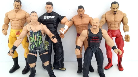 6x Vintage Jakks Pacific 1998-2005 Titan Tron Chris Benoit WWE Wrestling Figures Cover