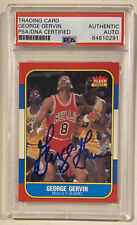 1986 Fleer GEORGE GERVIN Signed Basketball Card #36 PSA/DNA Bulls Spurs