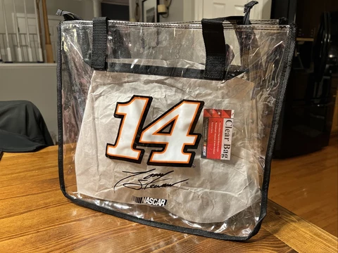 CLEAR Stadium Event Tote SHOULDER BAG 16 x  13 Waterproof Tony Stewart NASCAR Cover