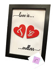 Quirky Personalised Valentines Frame with wooden hearts quote customised gifts