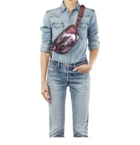 JÉRÔME DREYFUSS Pink Metallic Lame Goatskin Lino Festival Belt Bag RRP$654 - Picture 1 of 10