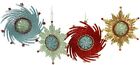 5" Plastic Atomic Snowflake Ornaments Set of 4 Space Age With Bells 