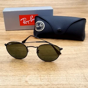 Ray Ban RB3447 002 Round Metal Classic Sunglasses Black Frame G-15 Green Lens 3N - Picture 1 of 10