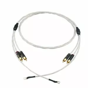 7N Copper Silver-Plated HiFi Audio RCA Phono LP Tonearm Cable with Ground Wire - Picture 1 of 6