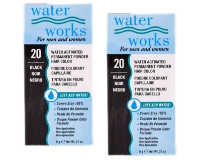 Color de cabello en polvo permanente Water Works #20 negro 0,21 oz Foto 1 de 2