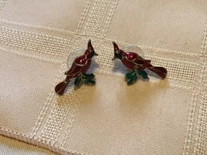 Pendientes Pájaro Cardenal Rojo~Pendientes de Navidad~Post Back~¡NUEVO! - Imagen 1 de 6