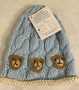 Neu "Hand & Herz" Neugeborenes Säugling gehäkelte Mütze Beanie Mütze blau braun Bären selten - Bild 1 von 15