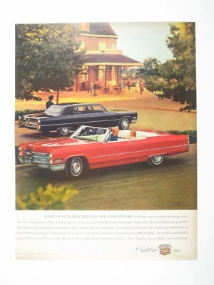 1966 Vintage Cadillac Advertisement Print Ad Red Convertible Sedan Luxury Car - Image 1 of 2