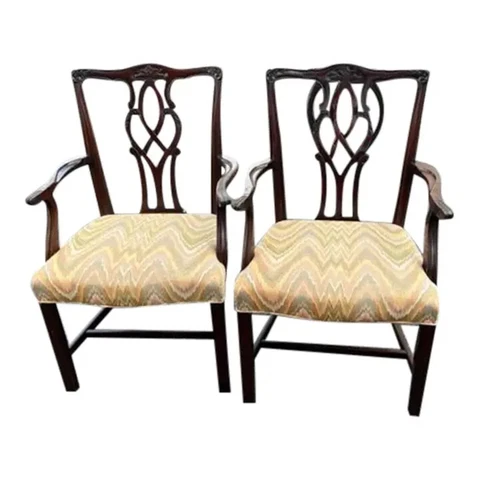 Pair of American Antique Mahogany Arm Chairs Cover
