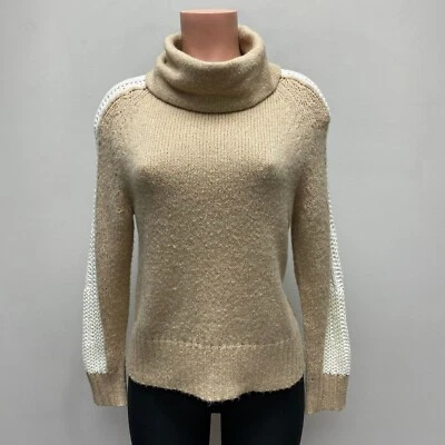 Suéter Tejido Sundance Beige Tostado Manga Larga Cuello Tortuga Mezcla Lana Alpaca S Foto 1 de 4