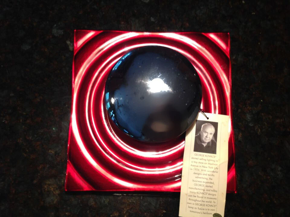 Rare George Kovacs Lighting Modern Sconce Wall Light with Red Glass In Chrome Fi - Image 1 of 3