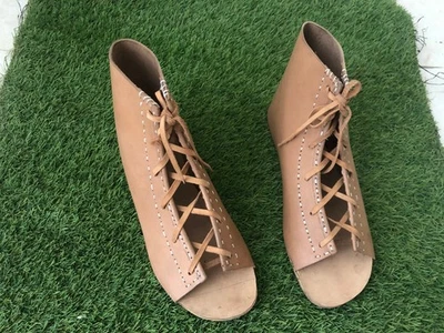 Leather Greek Sandals Handmade Brown Leather SCA LARP Reenactment Sandals - Image 1 of 4