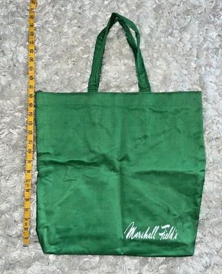 Bolso de Mano De Colección Años 80 Marshall Field Lona Verde 18x16x4 Snap Top Cremallera Bolsa Shopper Foto 1 de 4
