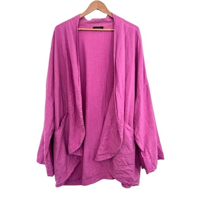 Elemente Clemente Heavy Linen Jacket Size EG XL Pink Relaxed Open Lagenlook - Image 1 of 4