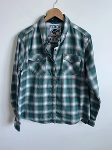 Dixxon Womens Russell Flannel Snap Button Shirt Long Sleeve Green St Patricks XL - Picture 1 of 4