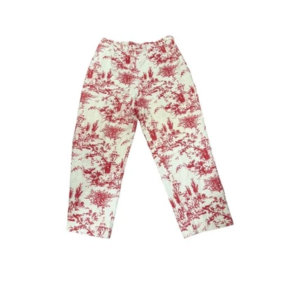 Calças Cortadas Vintage Pendleton Tamanho 12 Mistura de Linho Vermelho Branco - Imagem 1 de 4