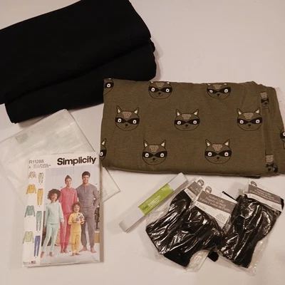 Sewing LOT Simplicity S9455/R11288 Pajamas Pattern + 7.6 yd Fabric + Xtra **READ - Image 1 of 4