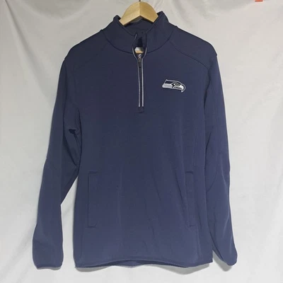 Пуловер NFL Seattle Seahawks полиэстер 1/4 на молнии темно-синий средний  - Изображение 1 из 4