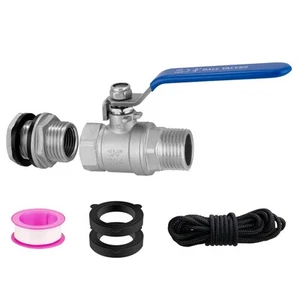 Rain Barrel Spigot Kit, 3/4" GHT Rain Barrel Faucets Quarter Turn with Bulkhe... - Picture 1 of 7