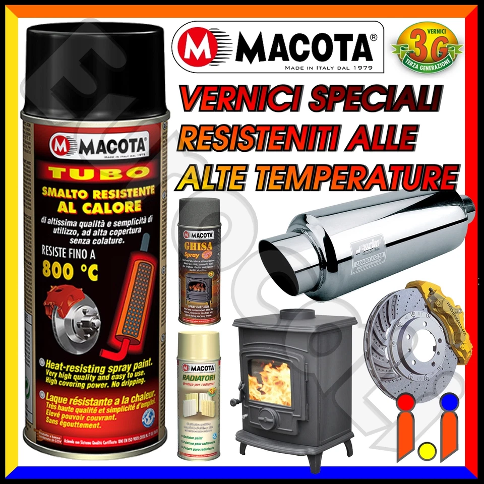 MACOTA Alte Temperature Vernice Spray Pinze Freno Marmitte Tuning Tubo NON COLA - Immagine 1 di 1