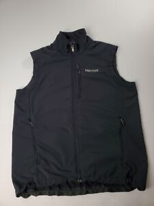 Marmot Vest Size Large Mens Black Sleeveless Full Zip Stretch Zip Pockets